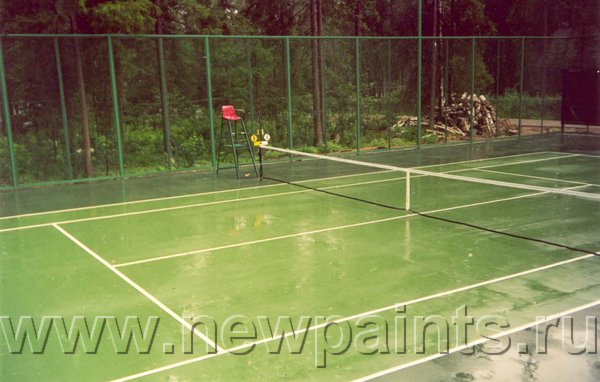 Теннисный корт, посёлок Глаголево, дождь.